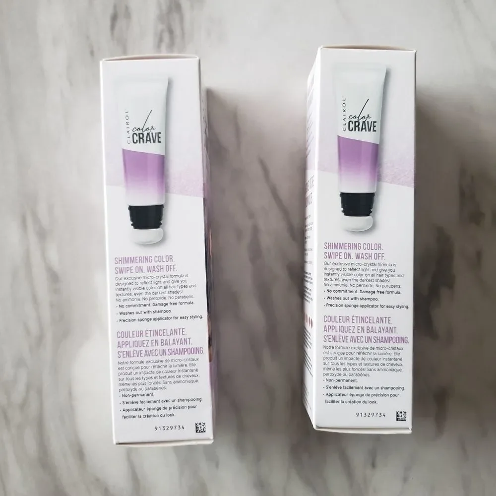 2x Clairol Color Crave Hair Makeup Purple Amethyst NWT